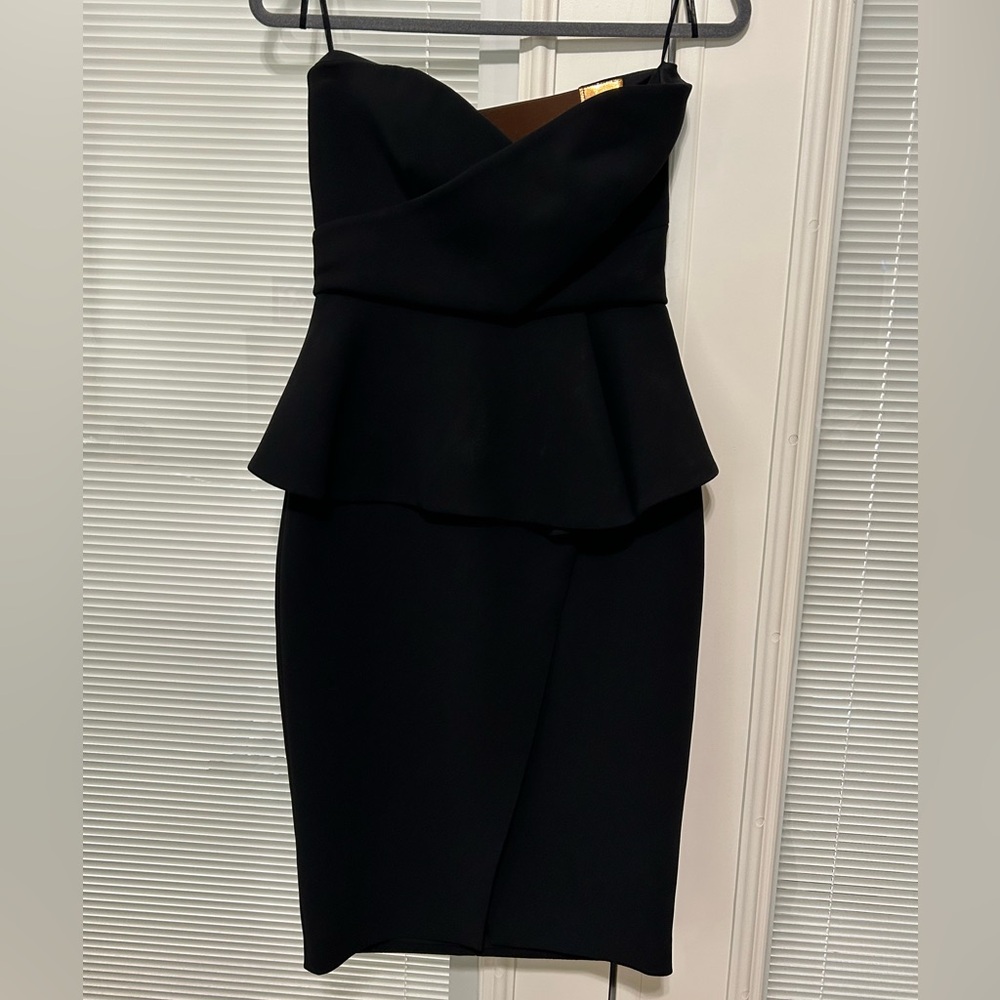 10 Crosby Derek Lam Black Strapless Peplum Dress